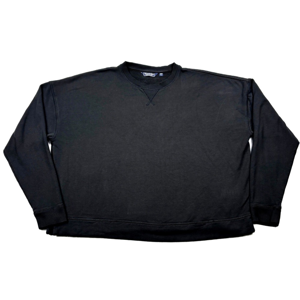Vineyard Vines Womens Large Black Fleece Crewneck Sweatshirt Drop Shoulder L